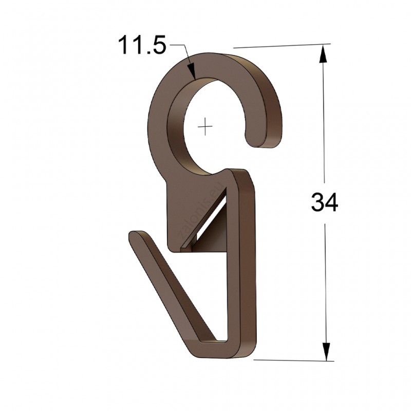 CURTAIN RAIL RING CLIP D.35 D.28 D.23 / WALNUT